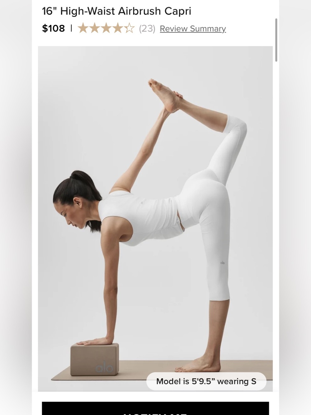 ALO Yoga White High-Rise 3/4 Yoga Capris